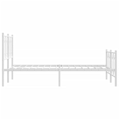 Bed frame with headboard and footboard in white metal 120x200 cm