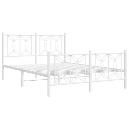 Bed frame with headboard and footboard in white metal 135x190 cm