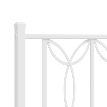 Bed frame with headboard and footboard in white metal 135x190 cm