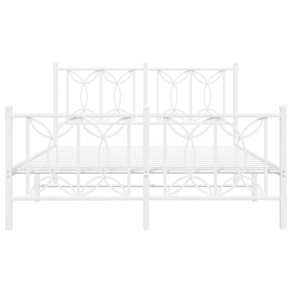 Bed frame with headboard and footboard in white metal 140x190 cm