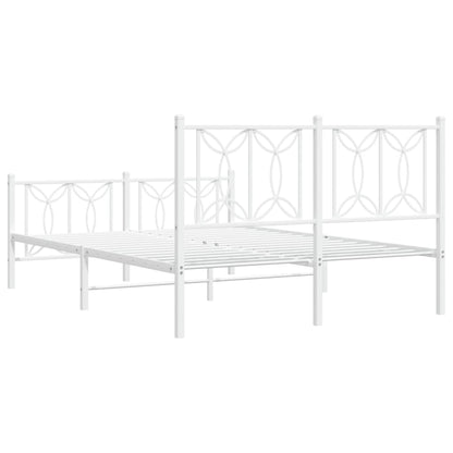 Bed frame with headboard and footboard in white metal 140x200 cm