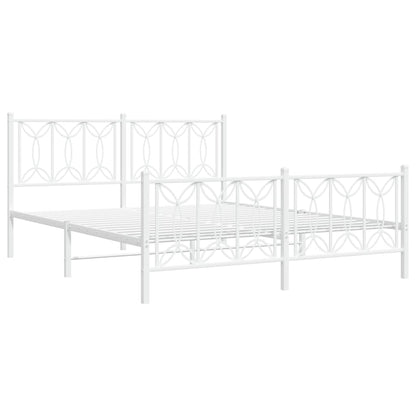 Bed frame with headboard and footboard in white metal 150x200 cm