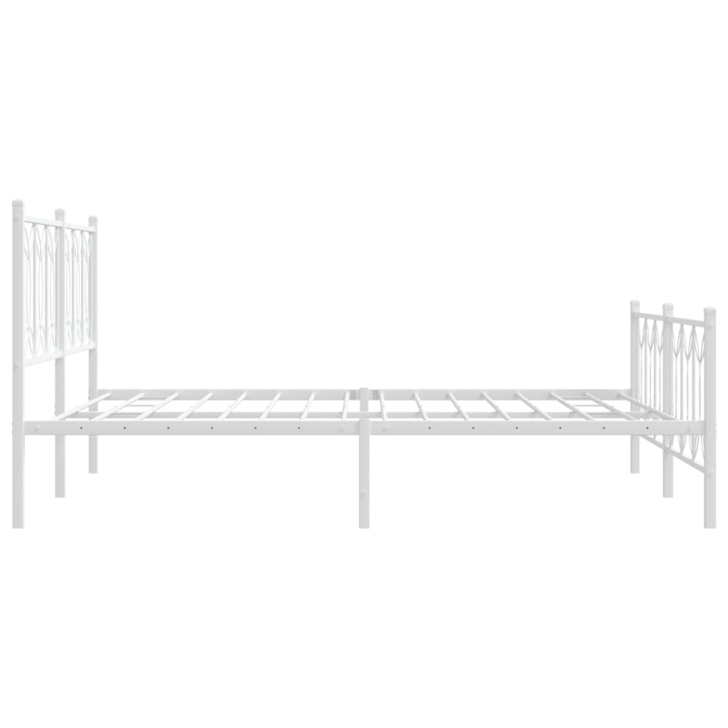 Bed frame with headboard and footboard in white metal 150x200 cm