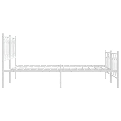 Bed frame with headboard and footboard in white metal 150x200 cm