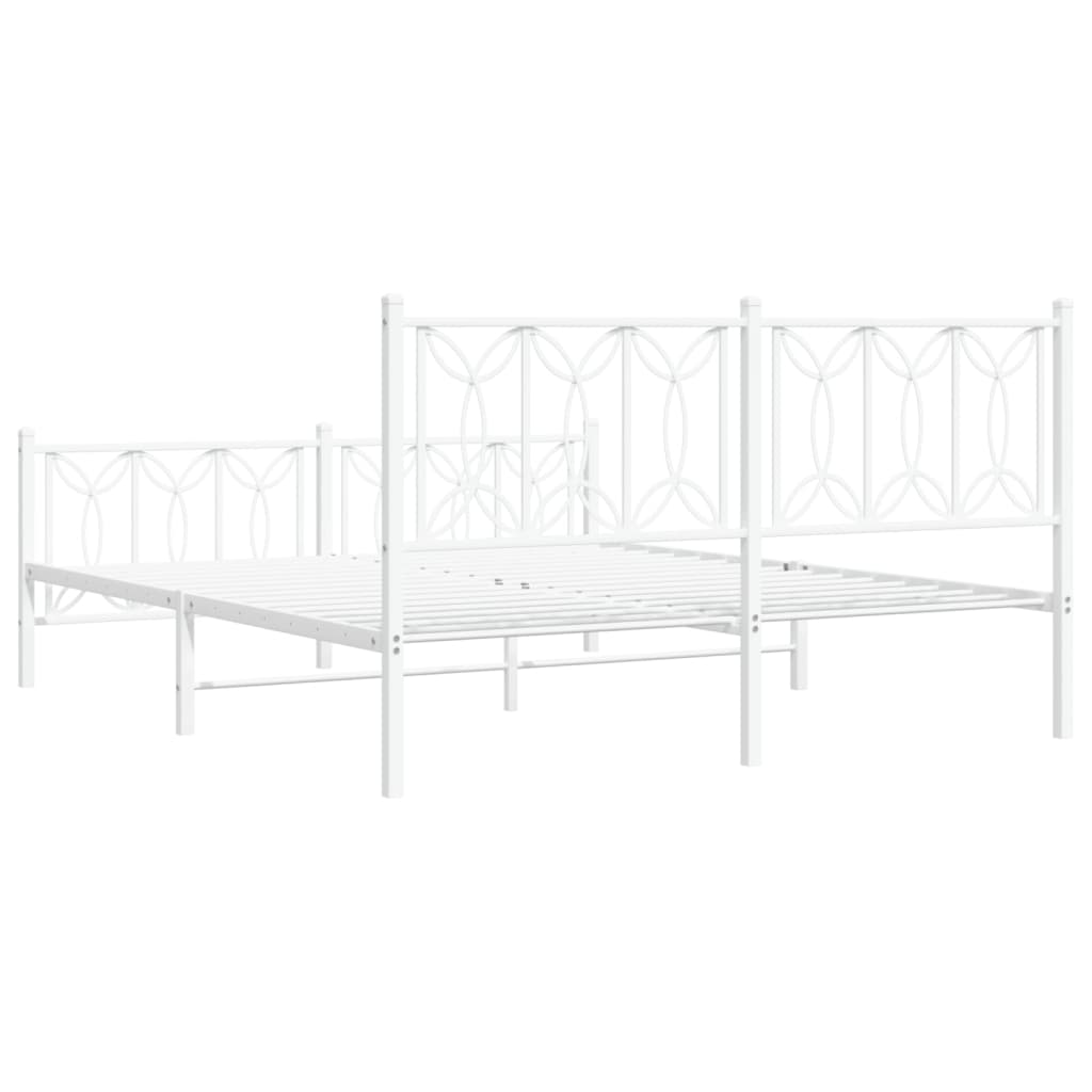 Bed frame with headboard and footboard in white metal 150x200 cm