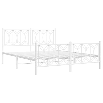 Bed frame with headboard and footboard in white metal 160x200 cm