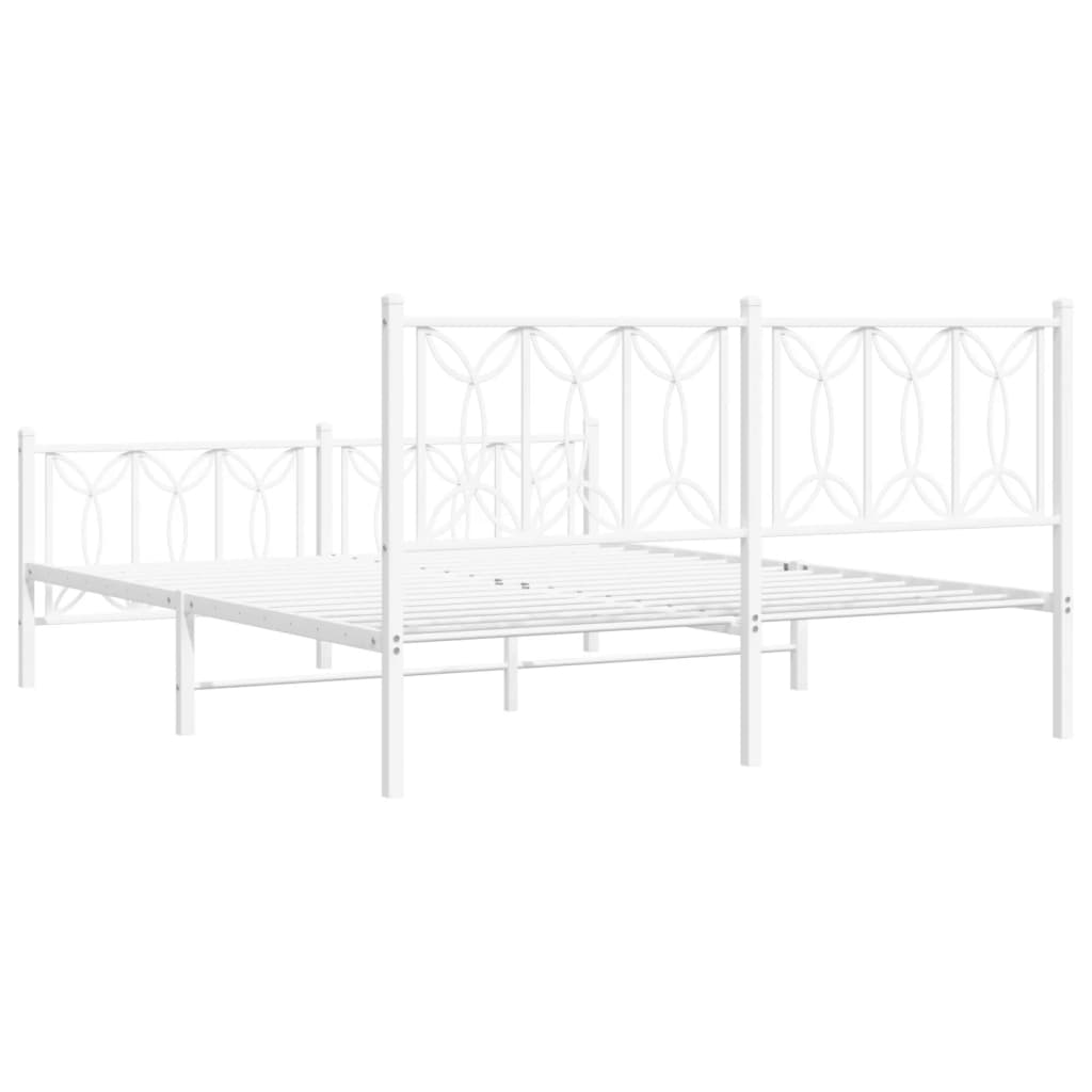 Bed frame with headboard and footboard in white metal 160x200 cm