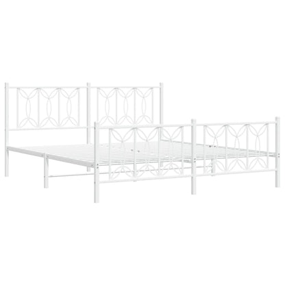 Bed frame with headboard and footboard in white metal 180x200 cm