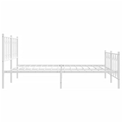 Bed frame with headboard and footboard in white metal 180x200 cm