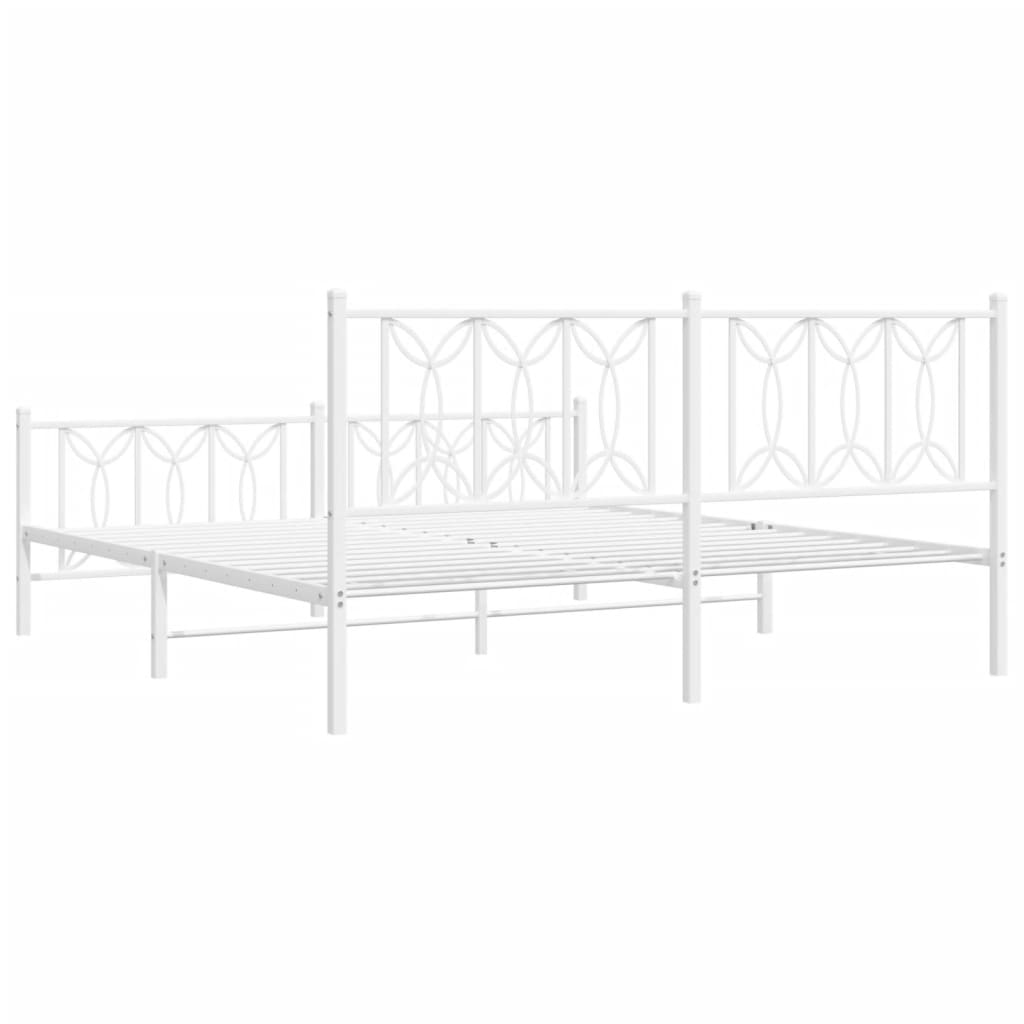 Bed frame with headboard and footboard in white metal 180x200 cm