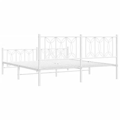 Bed frame with headboard and footboard in white metal 180x200 cm