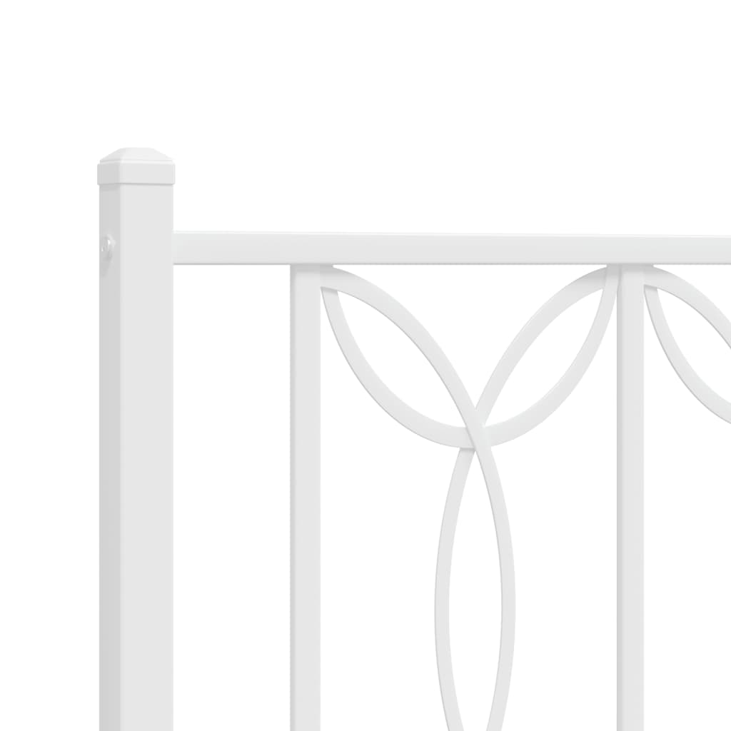 Bed frame with headboard and footboard in white metal 180x200 cm