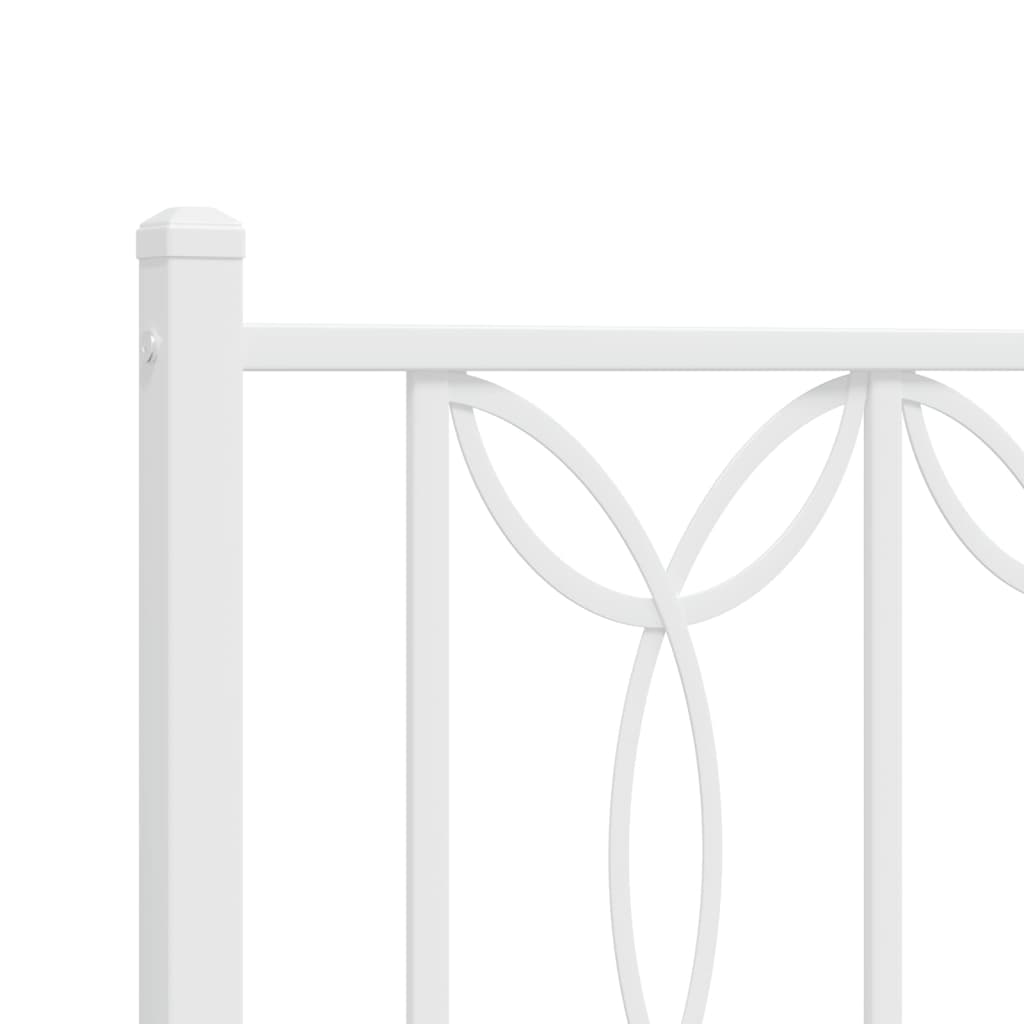 Bed frame with headboard and footboard in white metal 183x213 cm