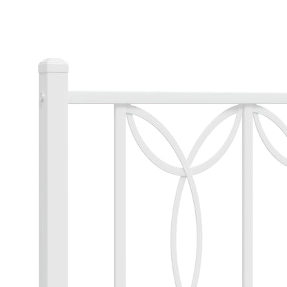 Bed frame with headboard and footboard in white metal 183x213 cm