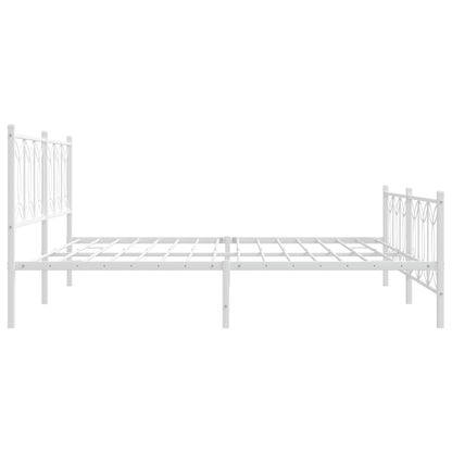 Bed frame with headboard and footboard in white metal 193x203 cm