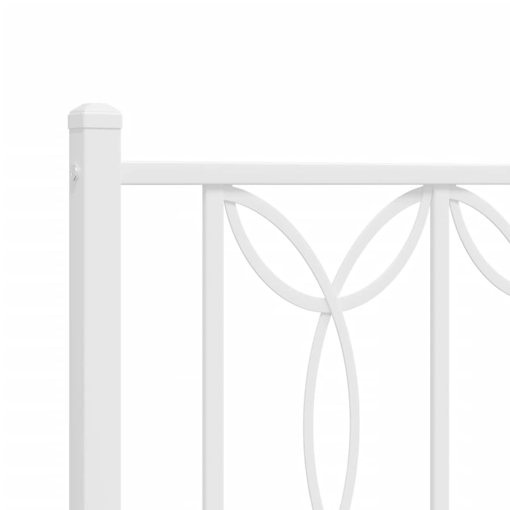 Bed frame with headboard and footboard in white metal 193x203 cm