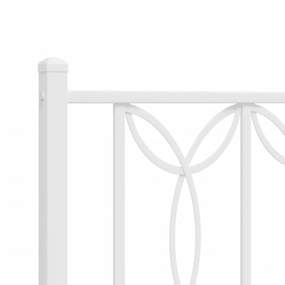 Bed frame with headboard and footboard in white metal 193x203 cm