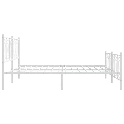 Bed frame with headboard and footboard in white metal 200x200 cm