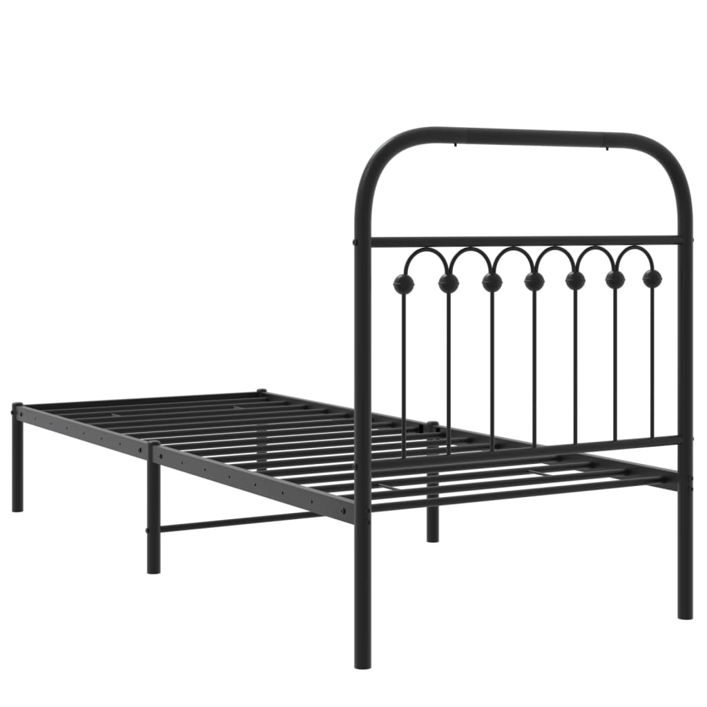Giroletto con Testiera in Metallo Nero 80x200 cm | homemem39