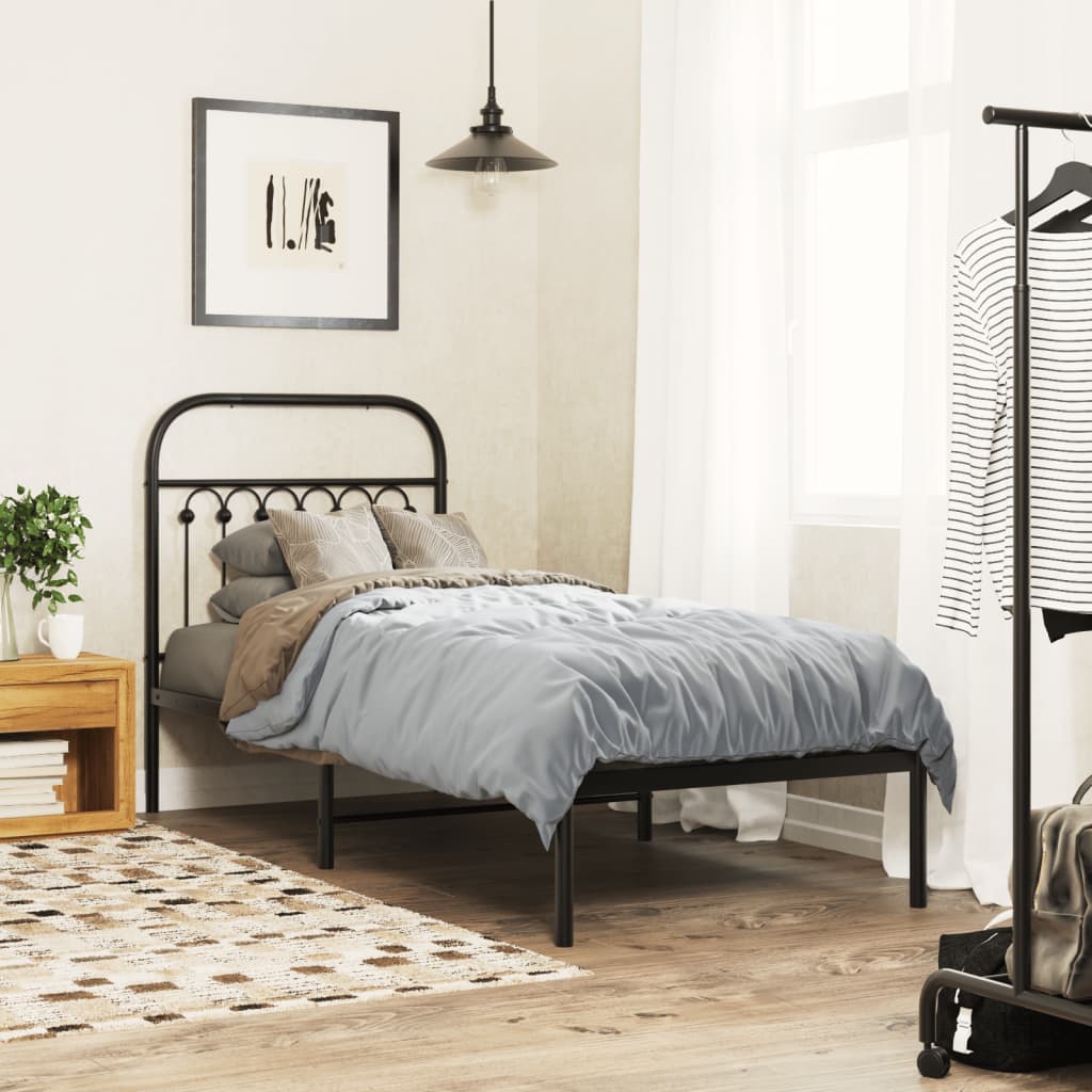 Giroletto con Testiera in Metallo Nero 80x200 cm | homemem39