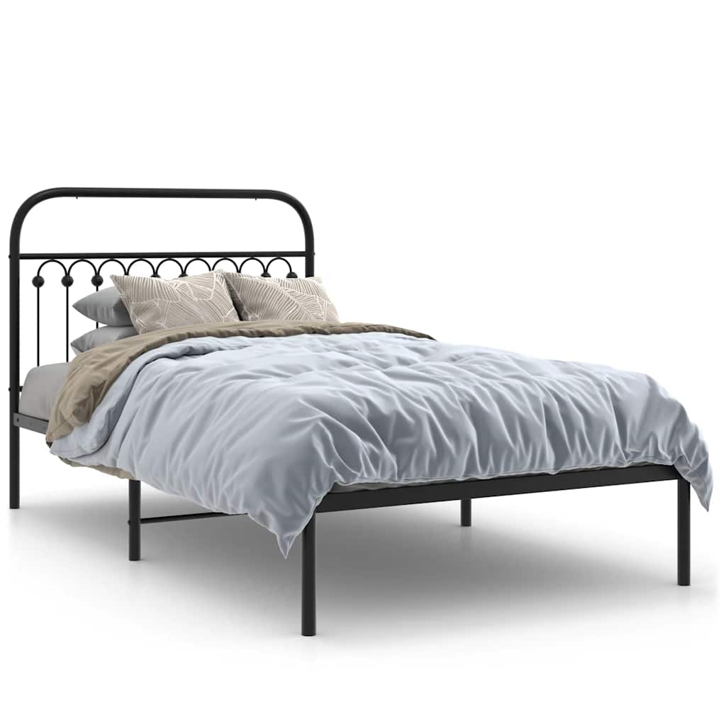 Giroletto con Testiera in Metallo Nero 107x203 cm | homemem39
