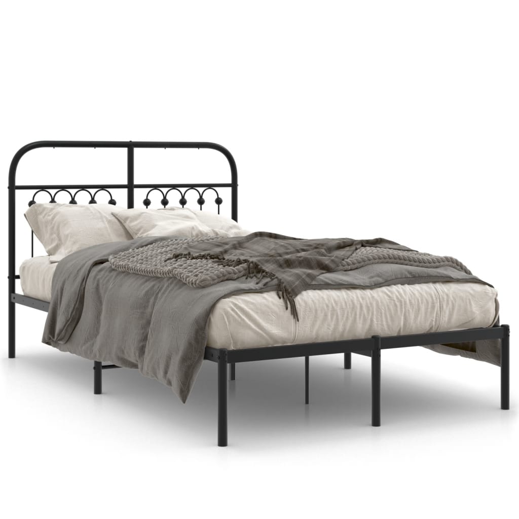 Giroletto con Testiera in Metallo Nero 120x190 cm | homemem39