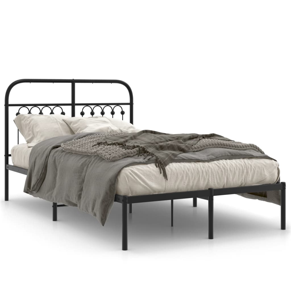 Giroletto con Testiera in Metallo Nero 120x200 cm | homemem39