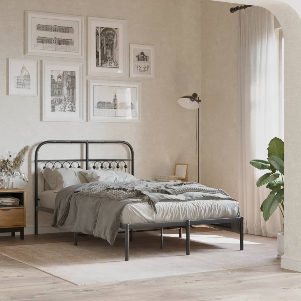 Giroletto con Testiera in Metallo Nero 120x200 cm | homemem39