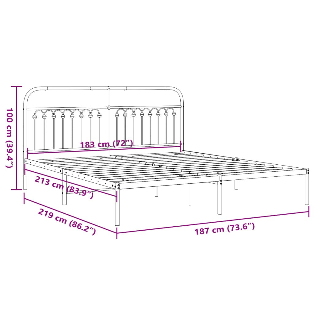 Giroletto con Testiera in Metallo Nero 183x213 cm | homemem39