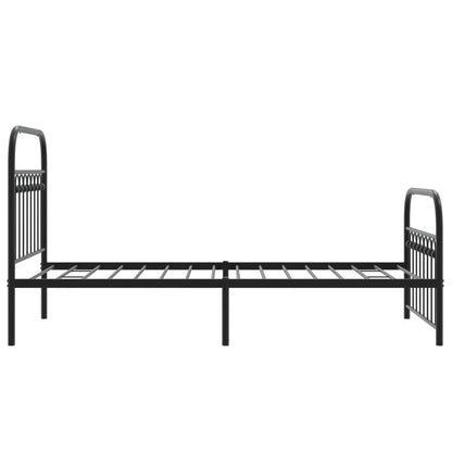 Bed frame with black metal headboard and footboard 90x200 cm