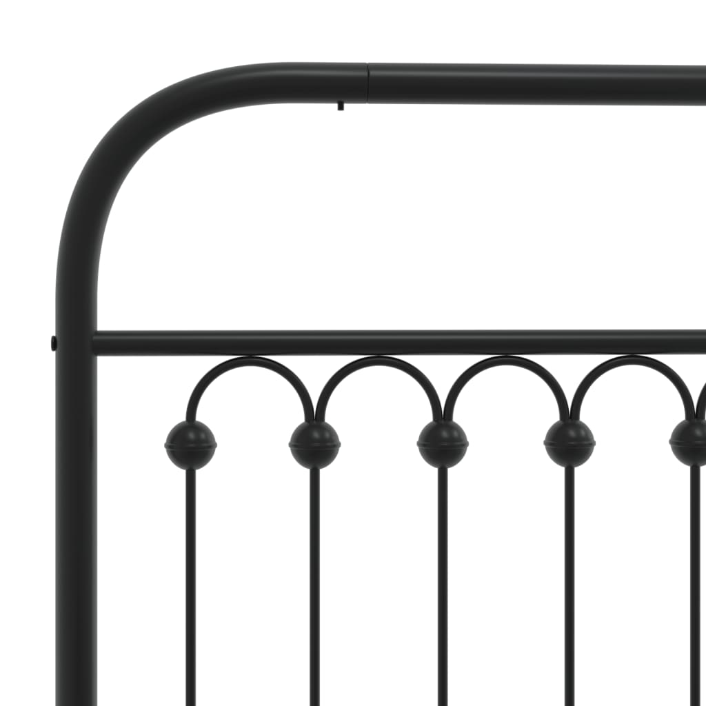 Bed frame with black metal headboard and footboard 90x200 cm