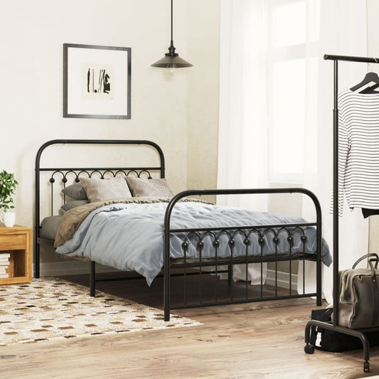 Giroletto con Testiera e Pediera Metallo Nero 100x190 cm | homemem39