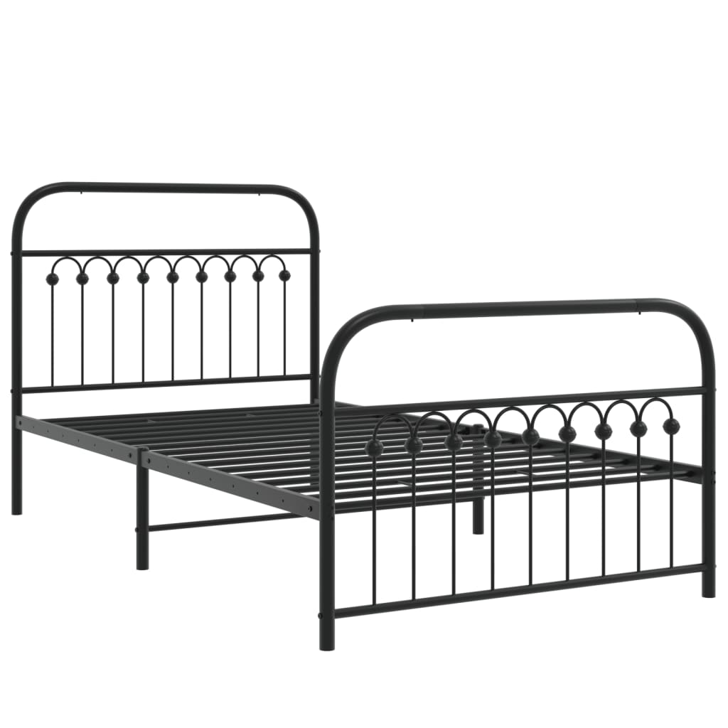 Giroletto con Testiera e Pediera Metallo Nero 100x200 cm | homemem39