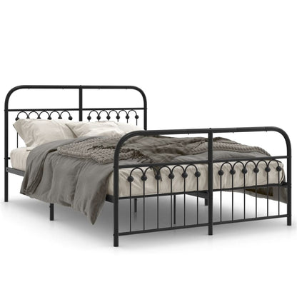 Giroletto con Testiera e Pediera Metallo Nero 137x190 cm | homemem39