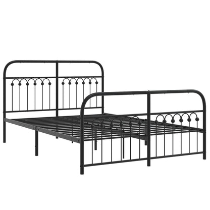 Giroletto con Testiera e Pediera Metallo Nero 137x190 cm | homemem39