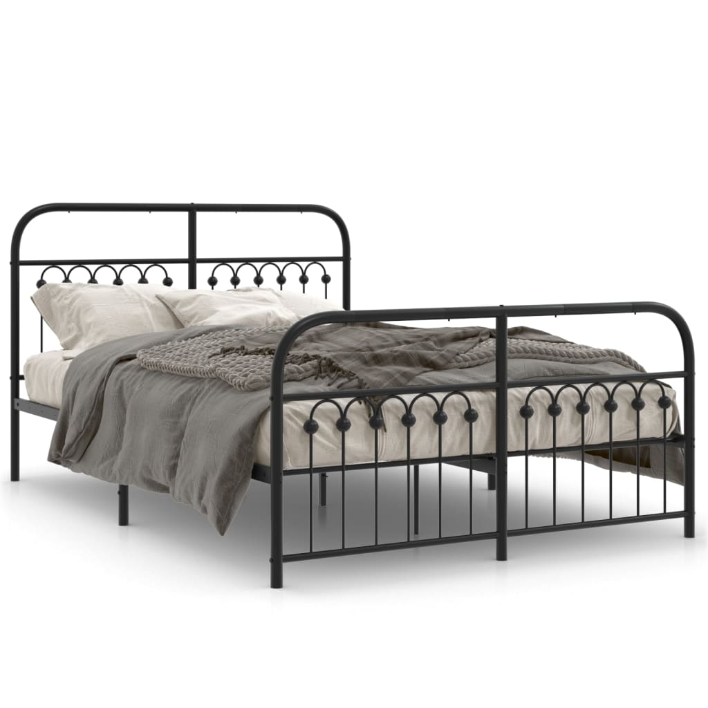 Giroletto con Testiera e Pediera Metallo Nero 140x190 cm | homemem39