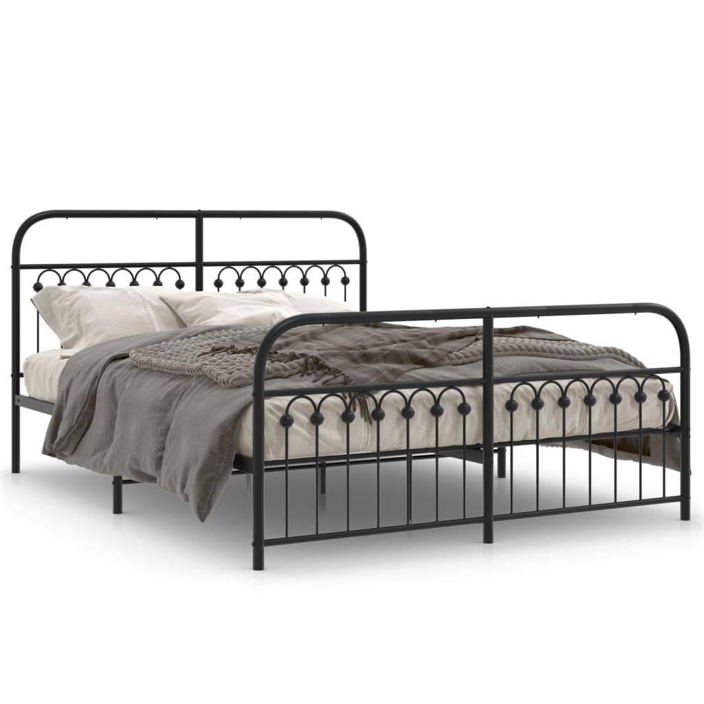 Giroletto con Testiera e Pediera Metallo Nero 150x200 cm | homemem39