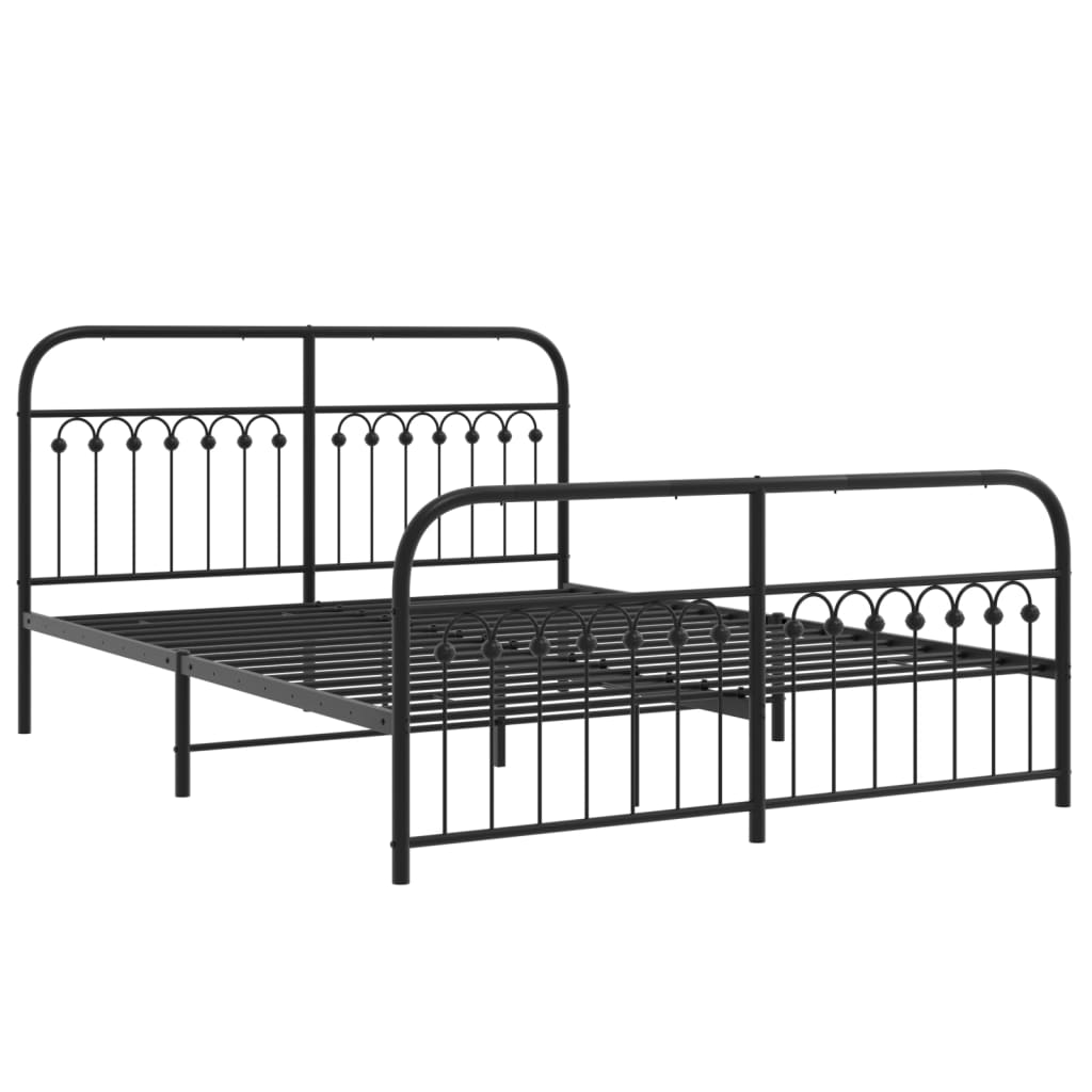 Giroletto con Testiera e Pediera Metallo Nero 150x200 cm | homemem39