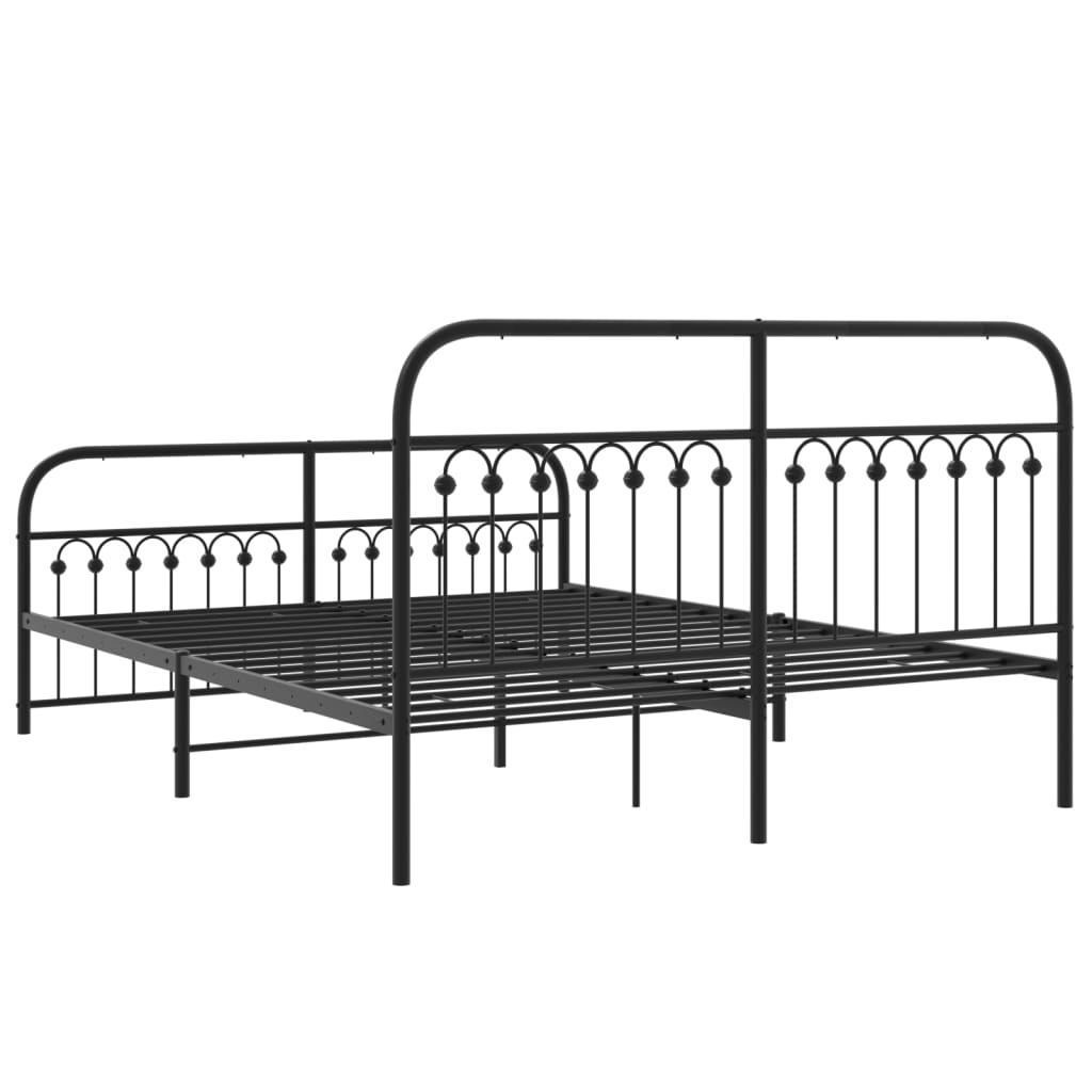 Giroletto con Testiera e Pediera Metallo Nero 150x200 cm | homemem39