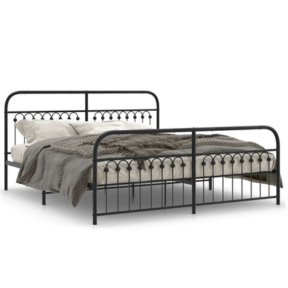 Giroletto con Testiera e Pediera Metallo Nero 183x213 cm | homemem39