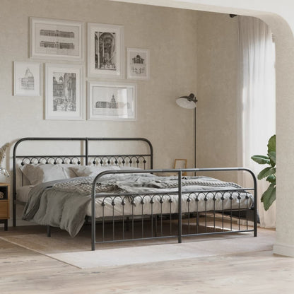Giroletto con Testiera e Pediera Metallo Nero 183x213 cm | homemem39