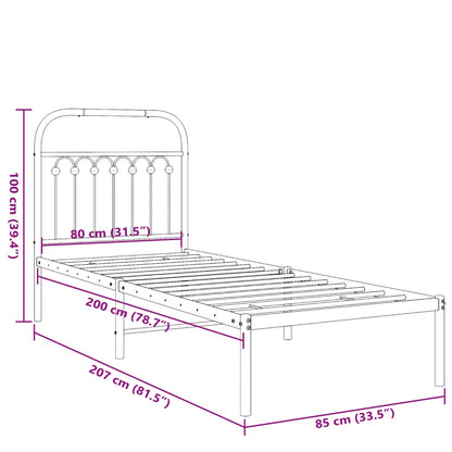 Giroletto con Testiera Metallo Bianco 80x200 cm | homemem39