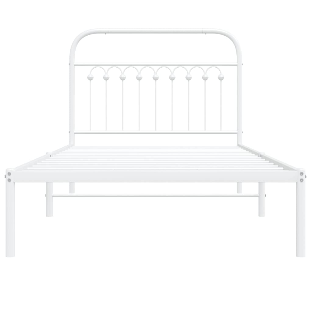 Bed frame with white metal headboard 100x190 cm