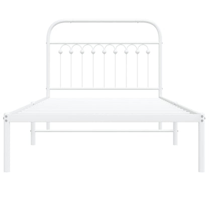 Bed frame with white metal headboard 100x190 cm