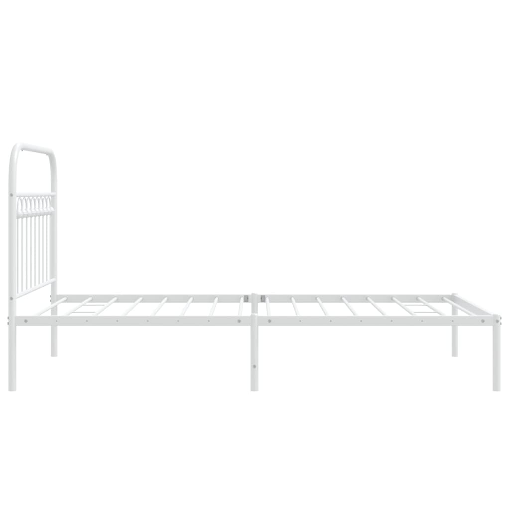 Bed frame with white metal headboard 100x190 cm