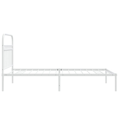 Bed frame with white metal headboard 100x190 cm