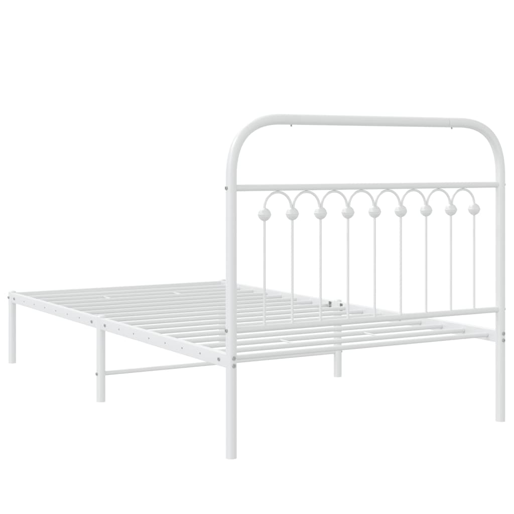 Bed frame with white metal headboard 100x190 cm