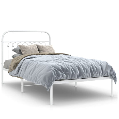 Bed frame with white metal headboard 100x190 cm