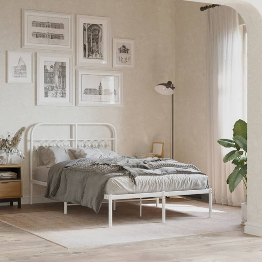Giroletto con Testiera in Metallo Bianco 120x200 cm | homemem39