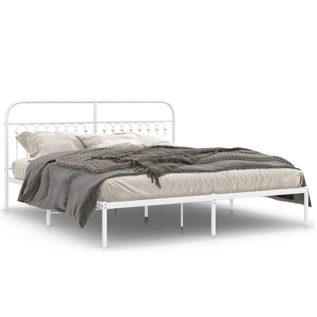 Giroletto con Testiera Metallo Bianco 183x213 cm | homemem39